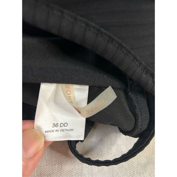 Shade N shore 36DD ribbed black swim racerback top - Picture 3 of 8